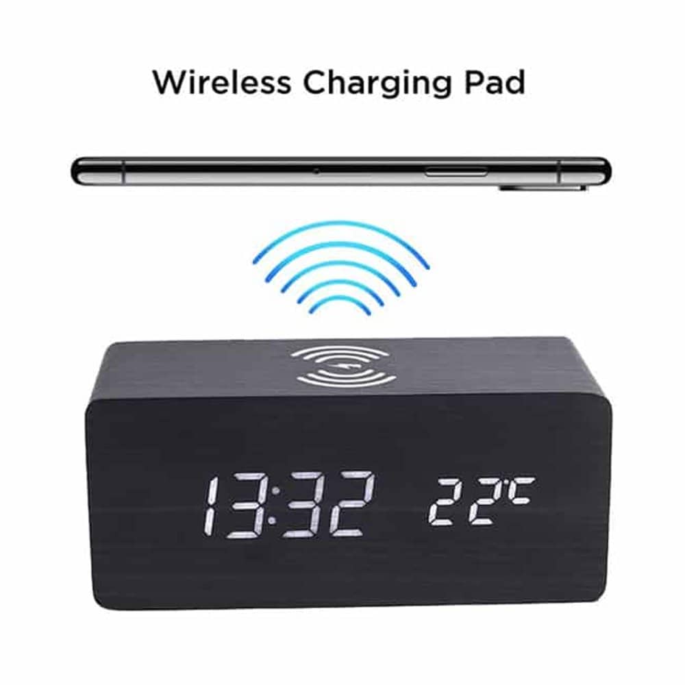 Qi Wireless Charger Digital Alarm Clock for Samsung/iPhone/Huawei