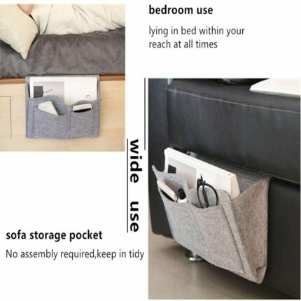 5 Pocket Phone/ Tablet/ Remote Felt Bedside Storage Organizer